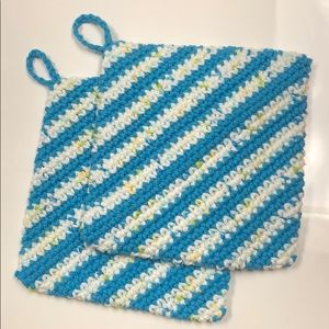 Set of 2 cotton potholders double thick handmade